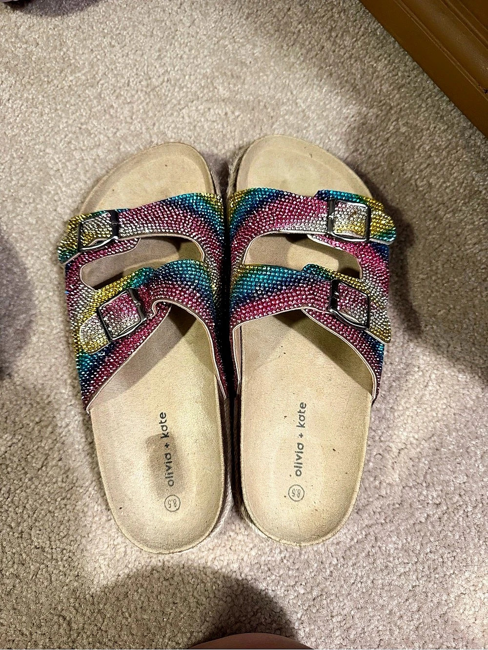 Olivia & Kate Women's Beaded Buckle Sandals US 8.5